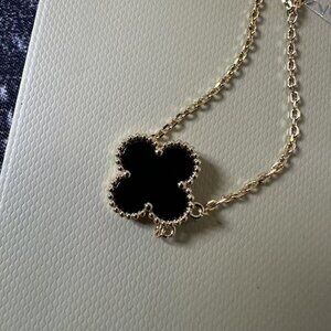 Authentic Van Cleef & Arpels Black and Gold Clover Necklace